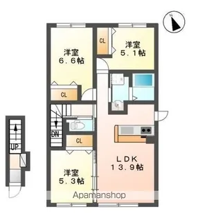 クローバーⅡ【2階】の間取り